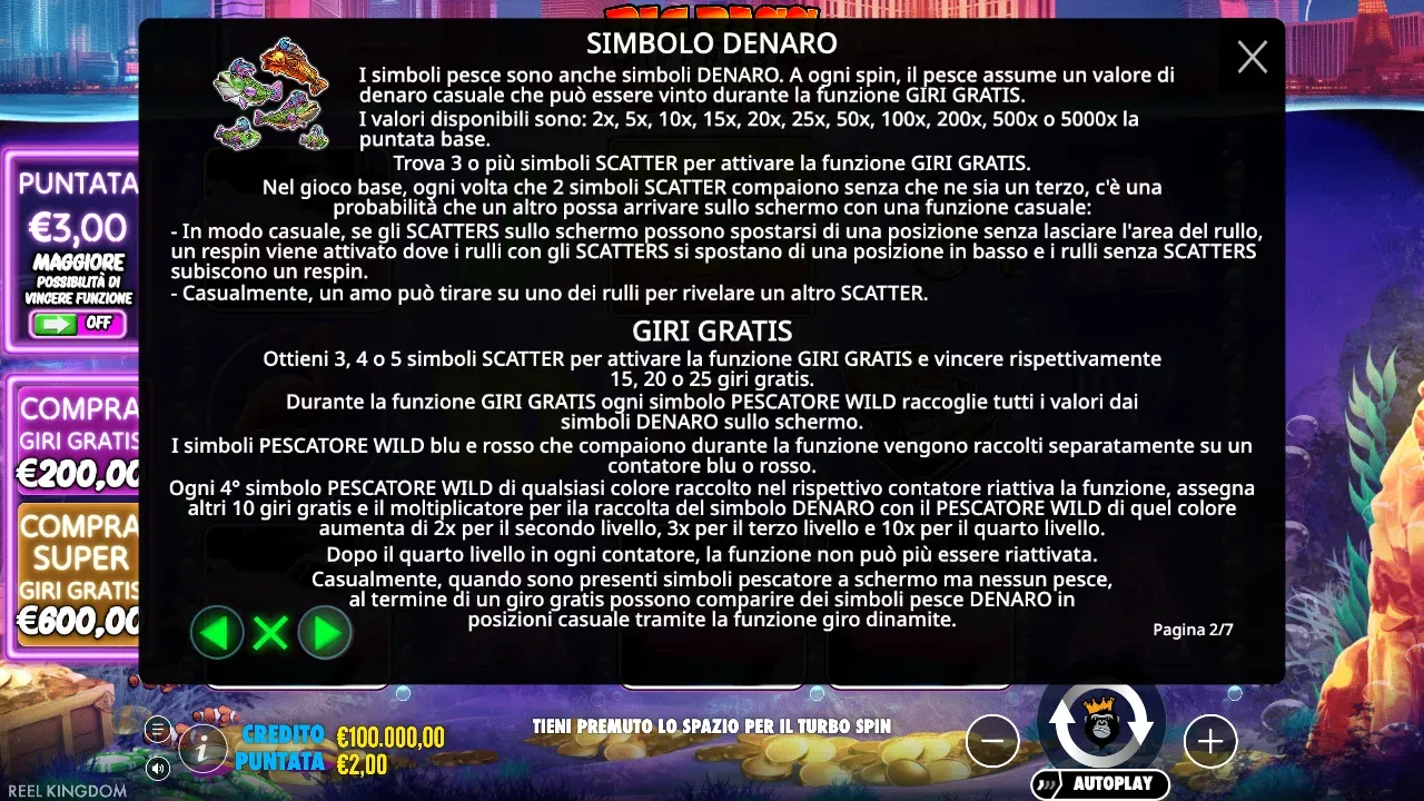 Regole di Big Bass Vegas Double Down Deluxe: pescatori wild blu e rossi raccolti in contatori separati