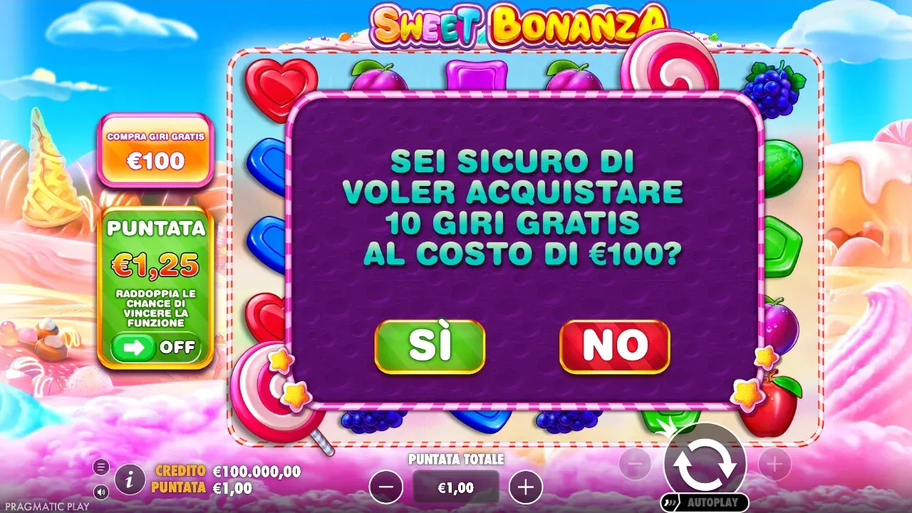 Demo di Sweet Bonanza: Sei sicuro di voler acquistare 10 giri gratis al costo di 100 euro